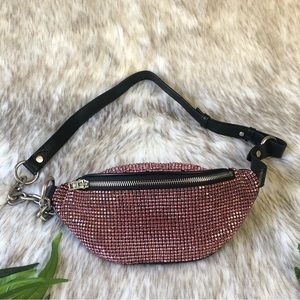 Alexander Wang Mini Pink Rhinestone Mesh Belt Bag